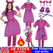 Teen Cheshire Cat Kitty Halloween Fancy Dress Costume Ears Gloves Wonderland