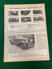 COYS OF KENSINGTON 1938 BENTLEY 4 1/4 SPECIAL SPORTS 2 SEATER  ADVERT A4 FILE 43