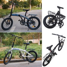 Folding Bicycle 20 Inch Bikes for Adults 7-Speed Variable City Bicycle with Rack