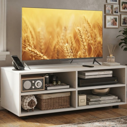 White wooden stand - wooden, tv