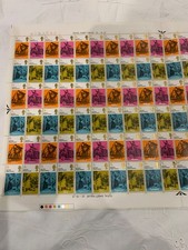 GB Charles Dickens 5d Complete sheet  of stamps in pink, orange, blue and green