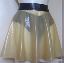 Latex Full Circle Skater Skirt Transparent Natural Black Trim  S–XL