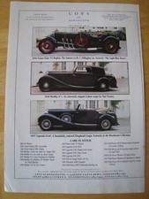 COYS OF KENSINGTON FRAZER-NASH TT REPLICA BENTLEY CARSTOCK1990 ADVERT A4 FILE 32