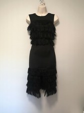 Black Fringe Tassel Fitted Gatsby Flapper Style Dress | Allyson | Small | BNWOT
