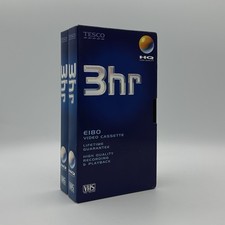 2 x Tesco E180 3 Hour Blank VHS Video Cassette Tapes | Opened & Unused