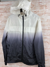 Mens grey white ombre rain jacket light weight size Small Primark