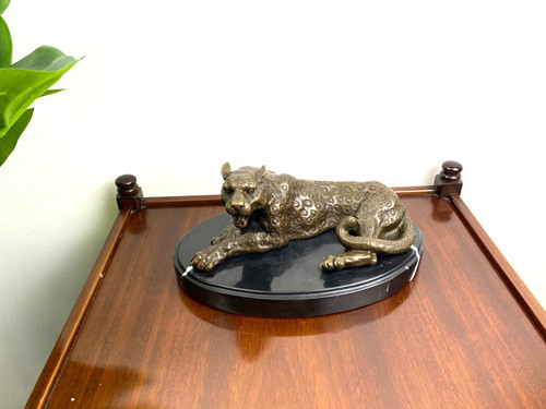 Bronze sculpture leopard - bronze, art