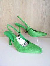 ZARA GREEN RHINESTONE SLINGBACK HIGH HEEL SHOES SIZE UK 5 EU 38 US 7.5