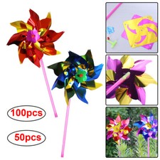 50/100x Plastic Windmill Pinwheel Wind Spinner Decoration Kid Toy Party Decor