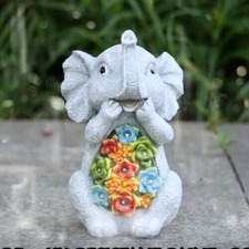 Garden Ornament Large Solar Powered Decorative Elephant Animal Light Up Decor