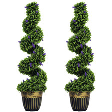 HOMCOM Set of 2 Decorative Artificial Plants with Lavender and Pot, 115cm