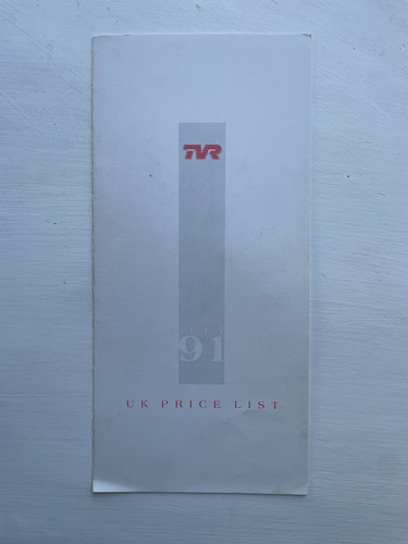 Tvr price list july 1991 - uk,