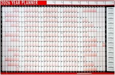 2026 Year Planner -A1 - Large Laminated Wall-Planner 85cm x 58cm with Marker Pen
