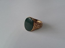 EARLY 2OTH CENTURY 9 CT  BLOODSTONE SIGNET RING HALLMARKED, SIZE W, 6.58grms