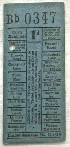 Leeds city trams ticket - trams, 1d