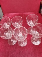 antique  cut crystal port /sherry glasses with diamond  facet  stems
