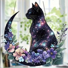 Galaxy Black Cat Suncatcher