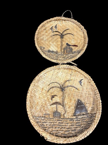 Vtg boho wicker rattan round - boho,