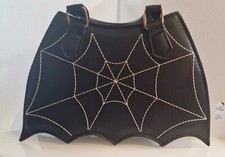 Halloween Spider Web Black Hand Bag with crossbody strap, zip closure, gothic