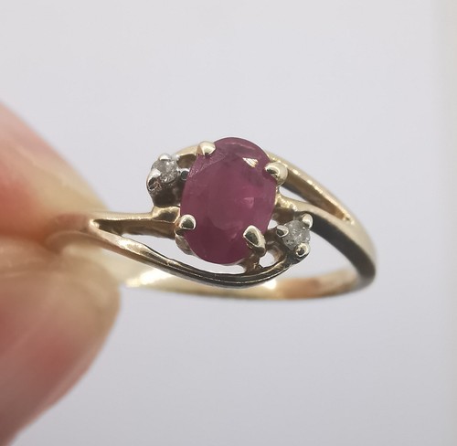 9ct gold ruby and diamond - and,