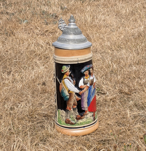 Ceramic beer stein hinged - stein,