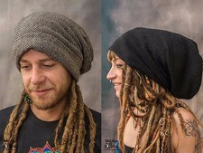 DREADLOCK BEANIE HAT Extra Large Three Sizes Wool Hippy Psytrance Festival Wear