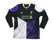 Liverpool Shirt Black Third Kit 2013 - 2014 Warrior Jersey Long Sleeves Soccer