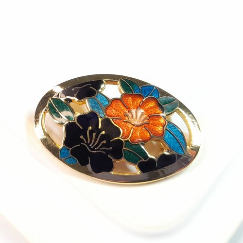 Vintage enamel flower brooch - vintage,