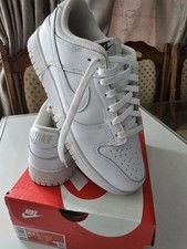 WOMEN'S NIKE DUNK LOW WHITE LEATHER SNEAKERS UK 8 EUR 42.5