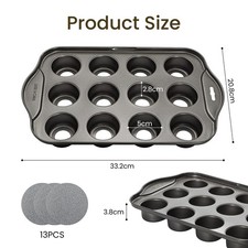 12 Mini Bake Cheesecake Cup Cake Tray Non Stick Muffin Cupcake Baking Tin Pan UK