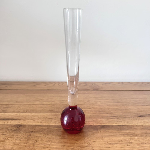 Vintage red bubble glass bud - vintage,