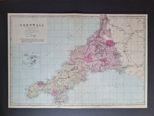 Antique 1881 map - Cornwall -