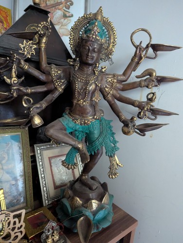 Vintage bronze krishna statue - bronze,