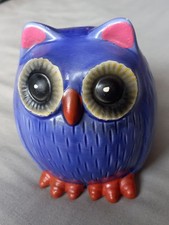 Ceramic Owl Money Box Blue