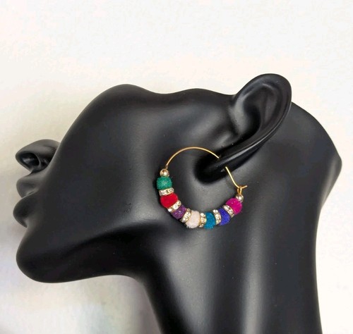 Gold hoop earrings with - earrings,