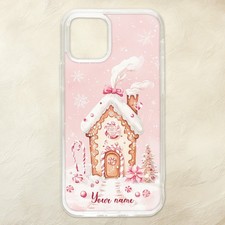 Personalise Gingerbread House Christmas Phone Case iPhone Samsung Motorola Pixel
