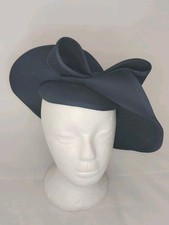 Lovely Chic Simple Design Navy Blue Ladies Hat With Bow Races Wedding Events