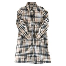 Burberry Nova Check Trench Coat Snap Button Brown Womens Uk8
