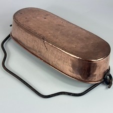 ANTIQUE FRENCH RUSTIC HANDCRAFTED HAMMERED COPPER FISHKETTLE PLANTER