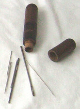 SEWING NEEDLES ANTIQUE TREEN