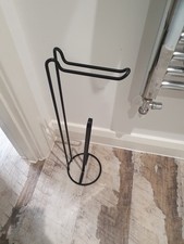 Free standing toilet roll holder 50cm Metal Holds 4 Rolls Black