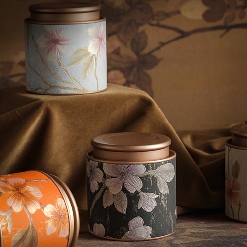 Round tea storage jar empty - 1x,