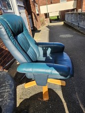 Grey Leather Swivel Recliner