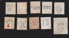 GB KEVII  1902/11  Perfins x 10  1/2d 1d 1 1/2d x2 2d, 4d, 5d, 6d, 1/- & 2/6