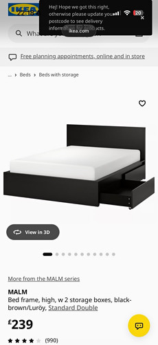 Ikea malm double bed frame - bed,
