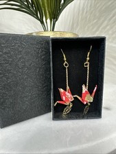 Origami Crane Earrings With Leave Motif.BN 