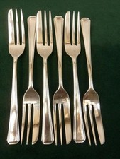 6 Nice Vintage John Turton Cake Pastry Forks Harley pattern Silver plated #2