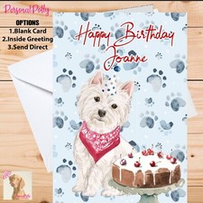 Personalised Westie Card Birthday Pet Dog Paw Island Terrier White