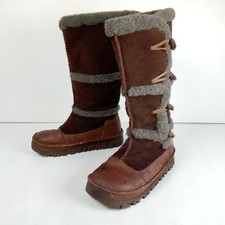 Vintage FAT FACE  Sorano Tall/Mid Calf Winter Boots Leather, Fur & Toggles, UK6