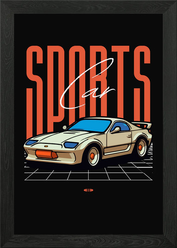 Sports car illustration framed - car,